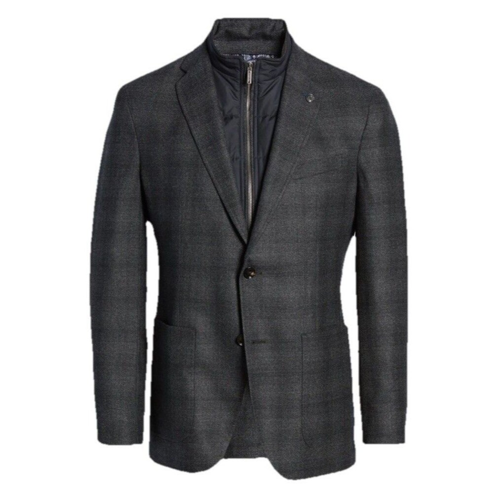TED BAKER ENDURANCE TUCKER TRIM FIT HYBRID SPORT COAT SEMI VEST Size 42R WOOL